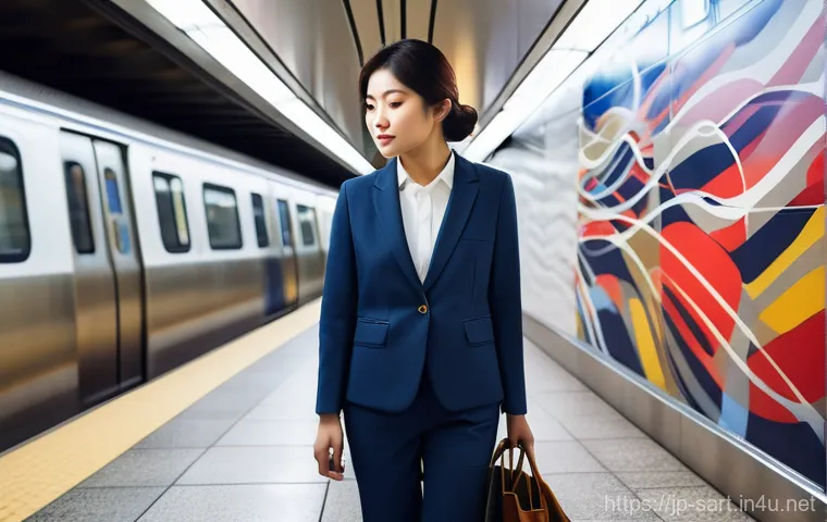 지하철 아트와 지역 특성 - Prompt 1: Captivated Commuter and Traditional Art**