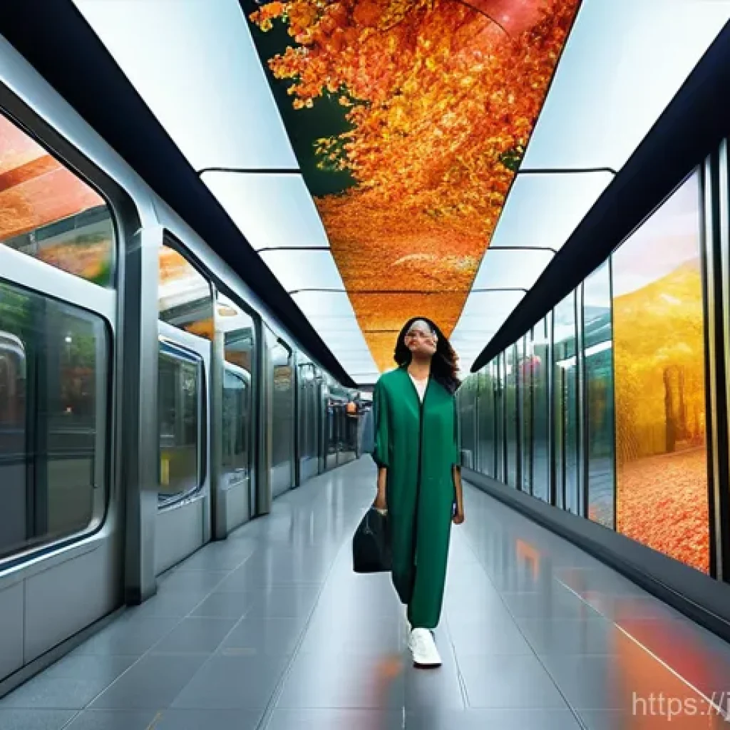지하철 아트의 창의적 접근 - Future-Inviting Digital Art in a Subway Oasis**
**Prompt:** A vibrant, futuristic subway station co...